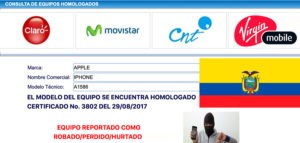 equipo reportado como robado perdido hurtado en Ecuador