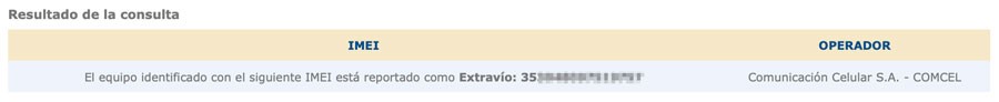 imei colombia reportado extravio