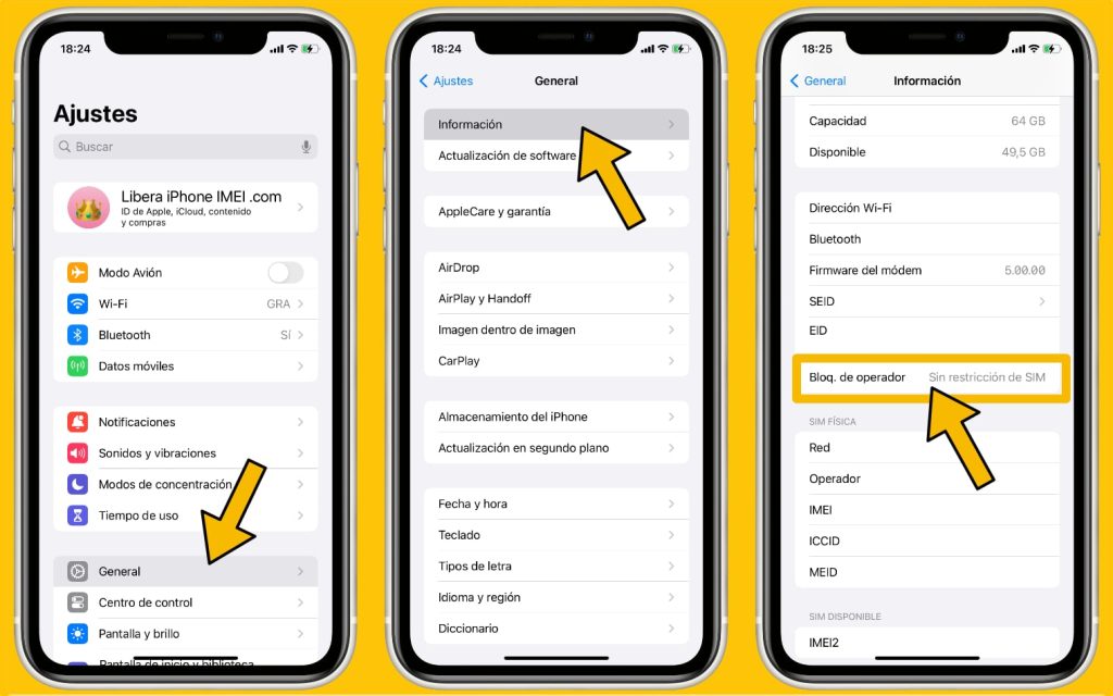 Como saber si un iPhone es libre 3 Comprobar si un iPhone es libre en Bloqueo de operador y Sin restricción de SIM
