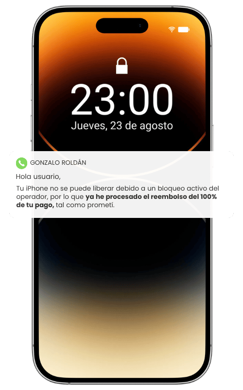 Garantía de reembolso en servicio de liberación de iPhone